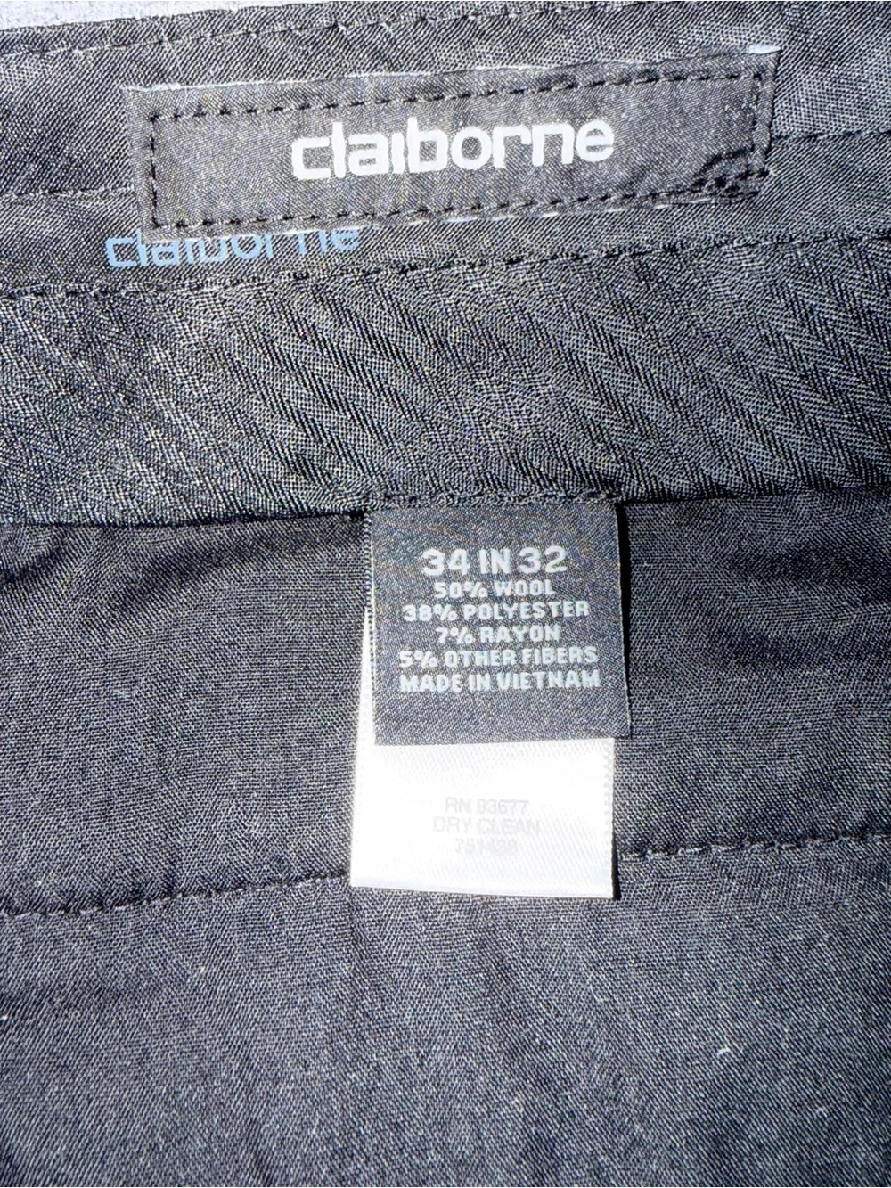 NWT Claiborne Men's Charcoal Heather Wool Blend Cargo Dress Pants-34”x32”